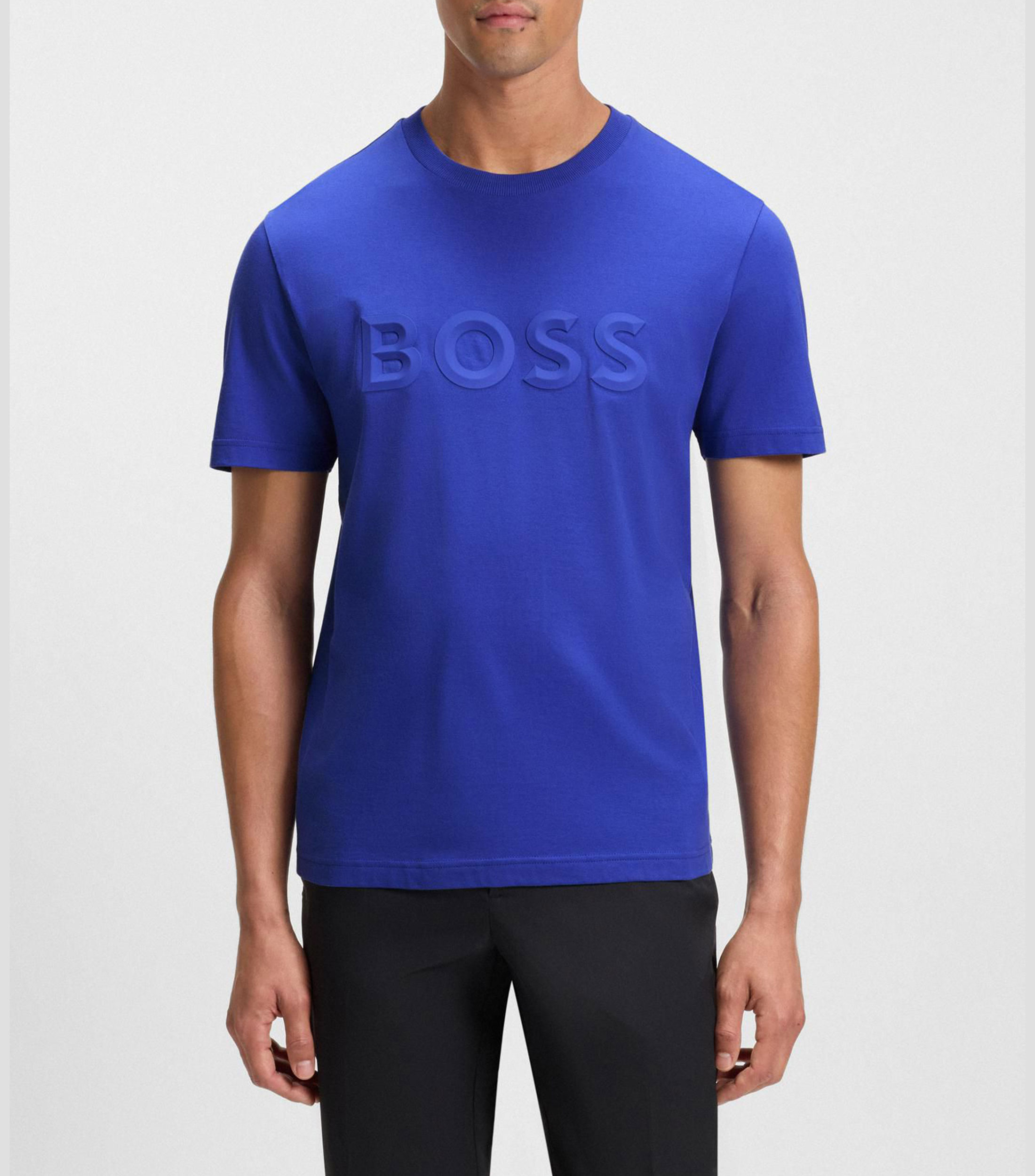 Playera de punto de algodón con logo en 3D Hombre